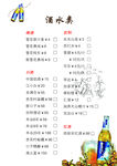 酒水类价目表
