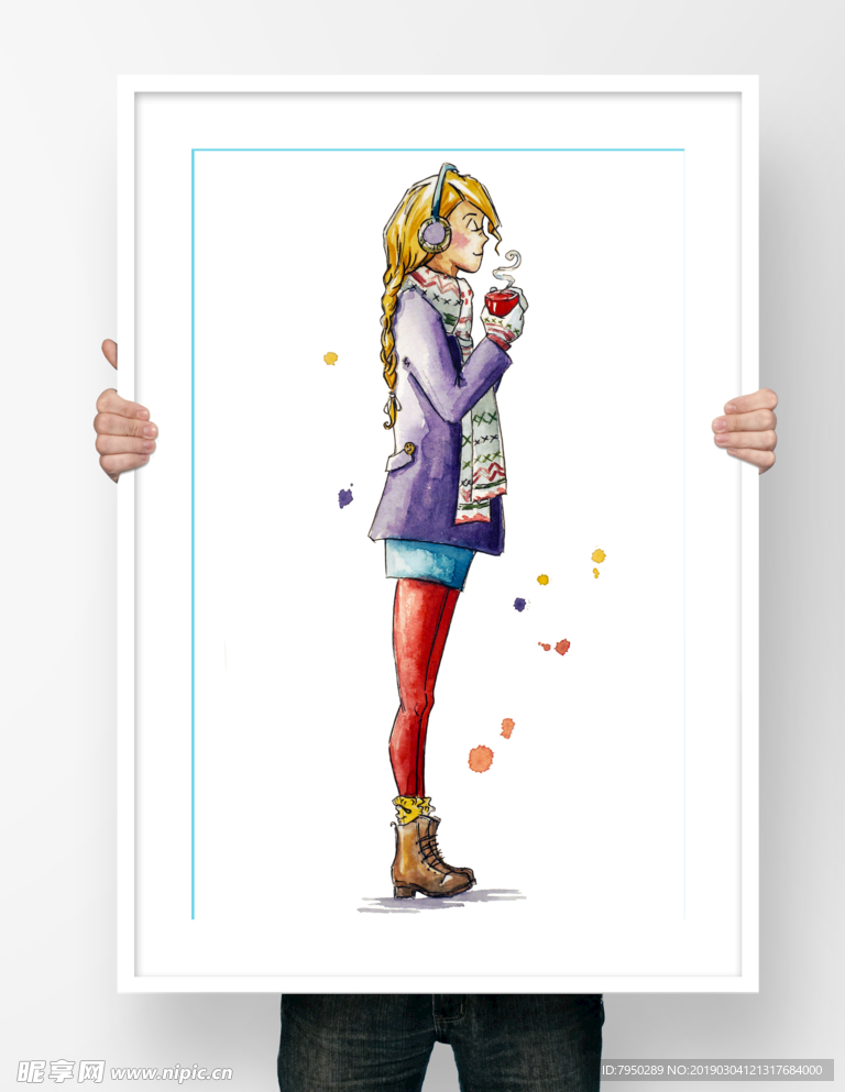 手绘人物装饰画
