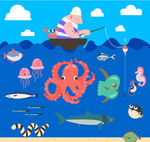 创意海上垂钓的男子