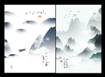 中国风水墨山