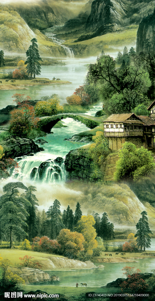 山水国画玄关