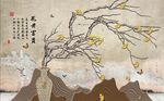 新中式浮雕花瓶花鸟背景墙