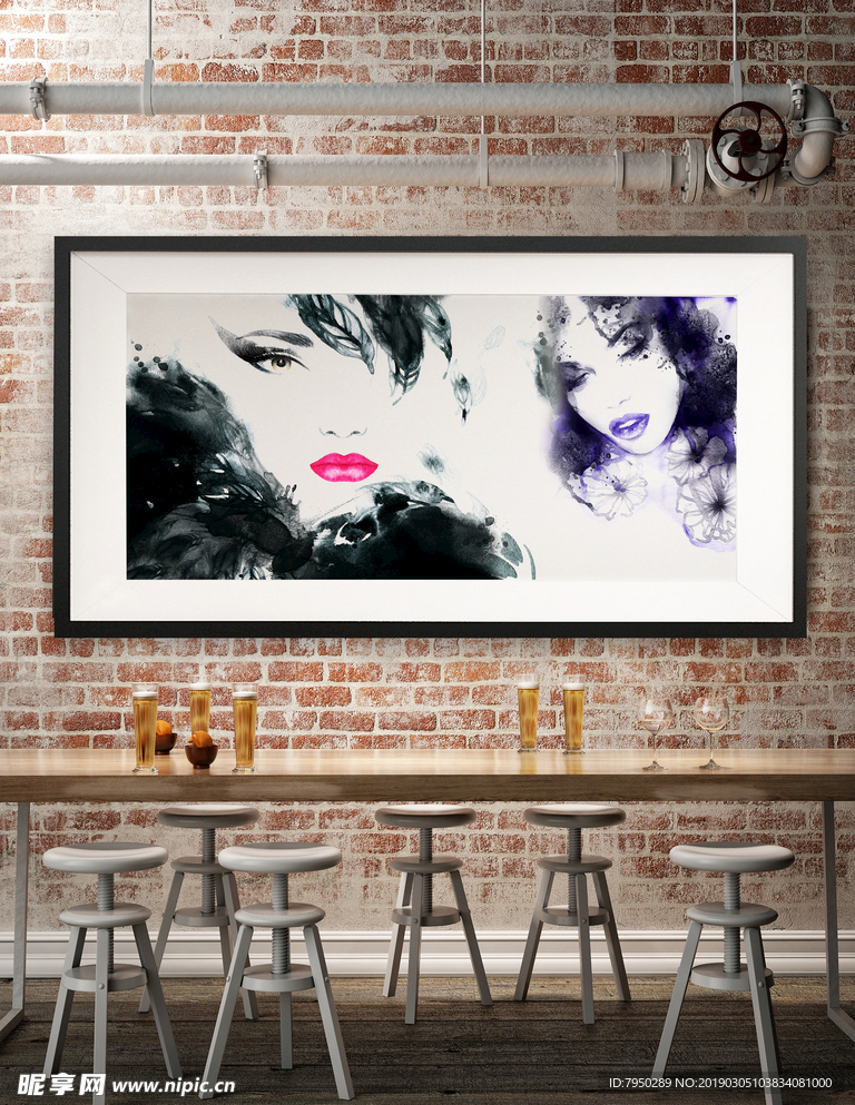 手绘彩绘装饰画含效果图