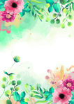 绿色植物花朵花卉树叶手绘背景