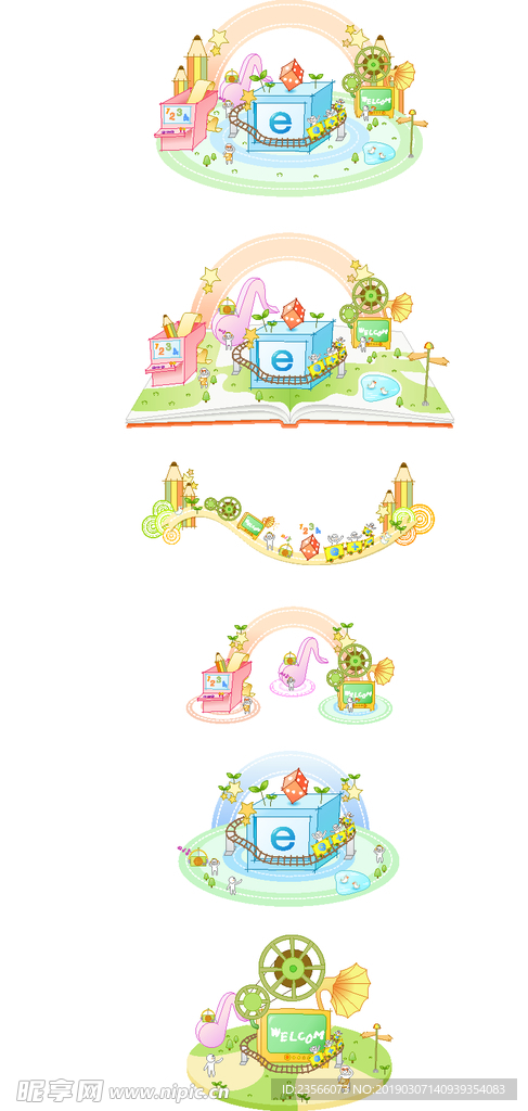 小清新卡通创意插画图案