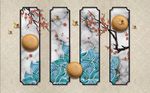 新中式传统花纹富贵人家屏风电视