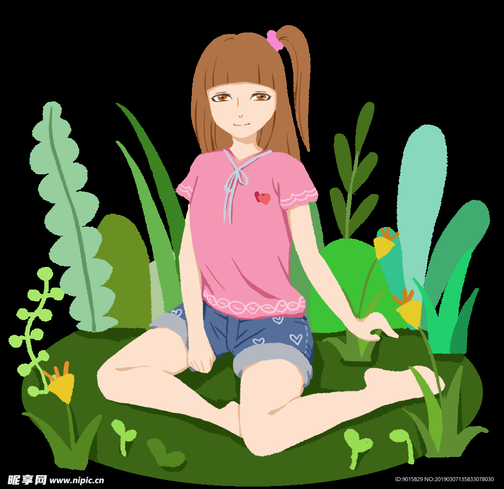 春天女孩插画