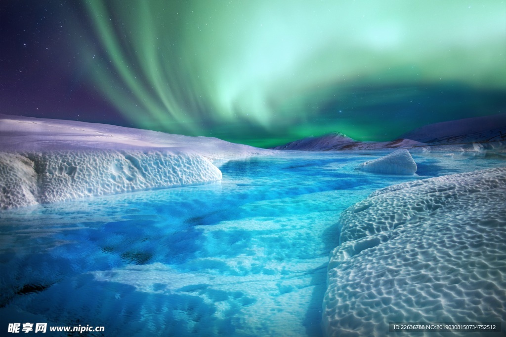 北极光雪夜景观8k图素材壁纸