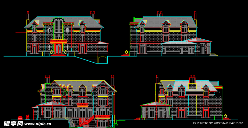 别墅 外立面  CAD