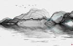 新中式水墨山背景墙装饰画