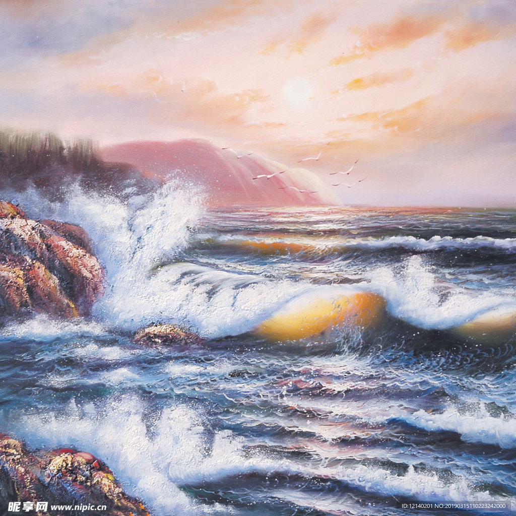 油画大海
