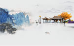 新中式禅意水墨山水画