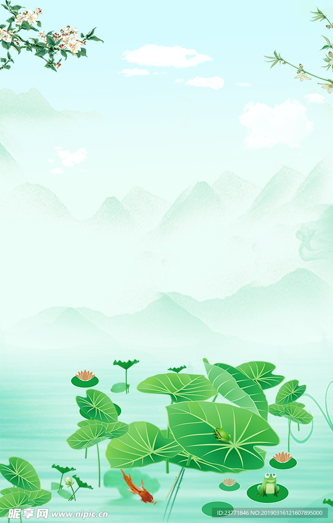 中国风荷花