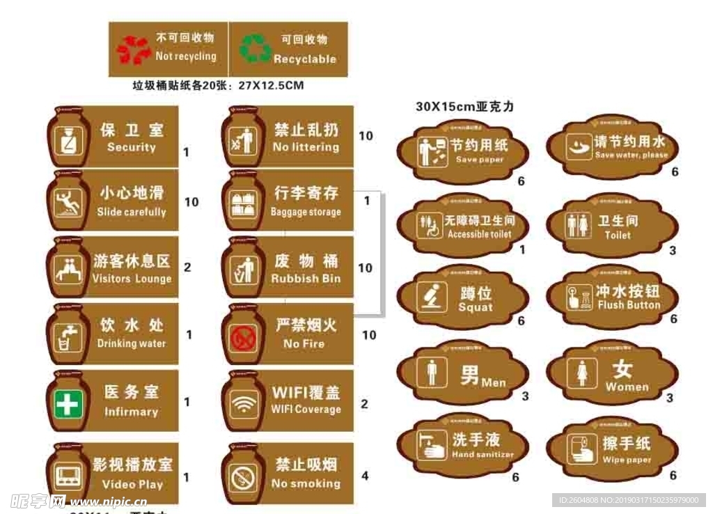 各种标识 洗手间标识 保卫 医