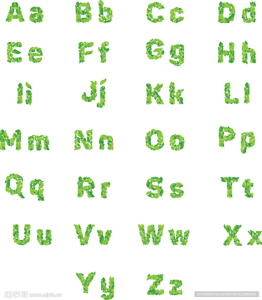绿叶卡通字母表