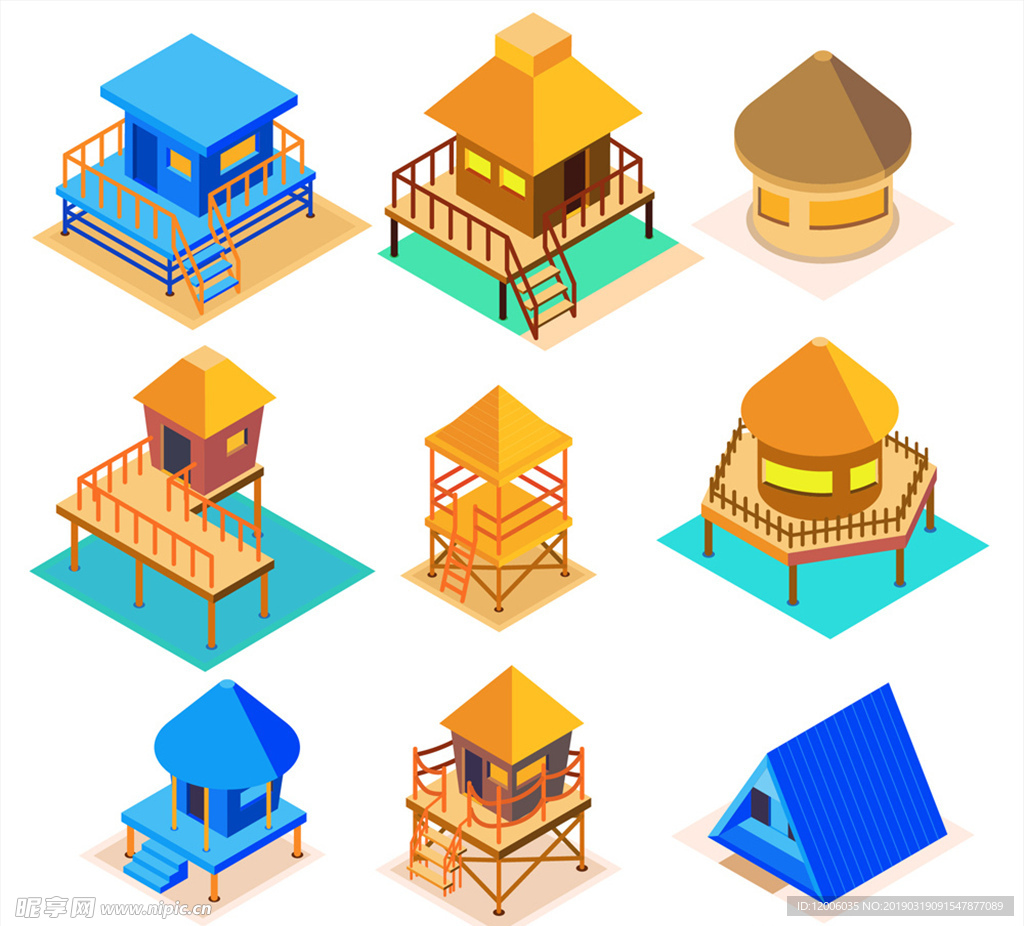 彩色立体小屋