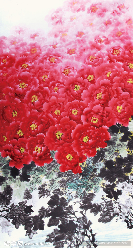 国画牡丹花海