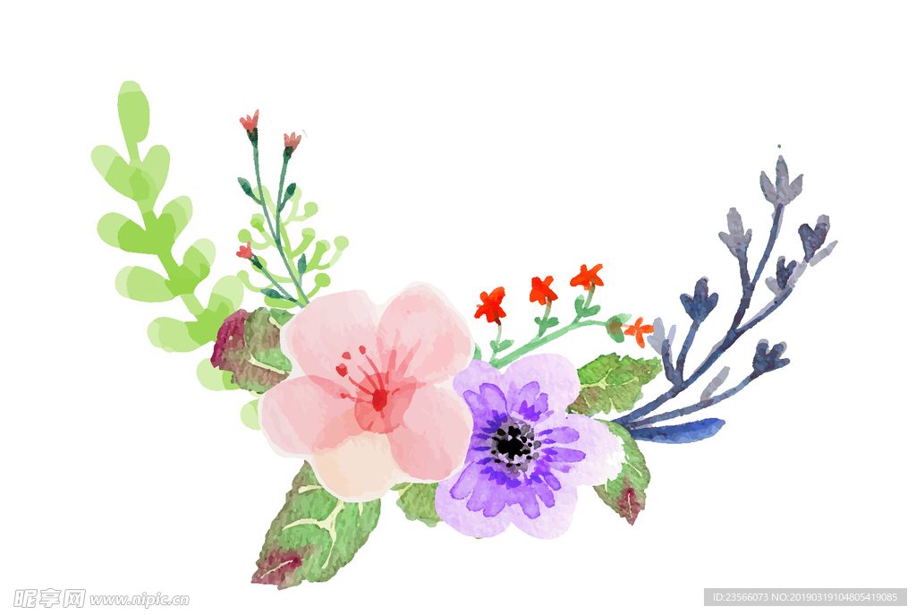 水彩绘画花朵