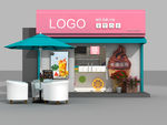 饮品店3D模型带贴图