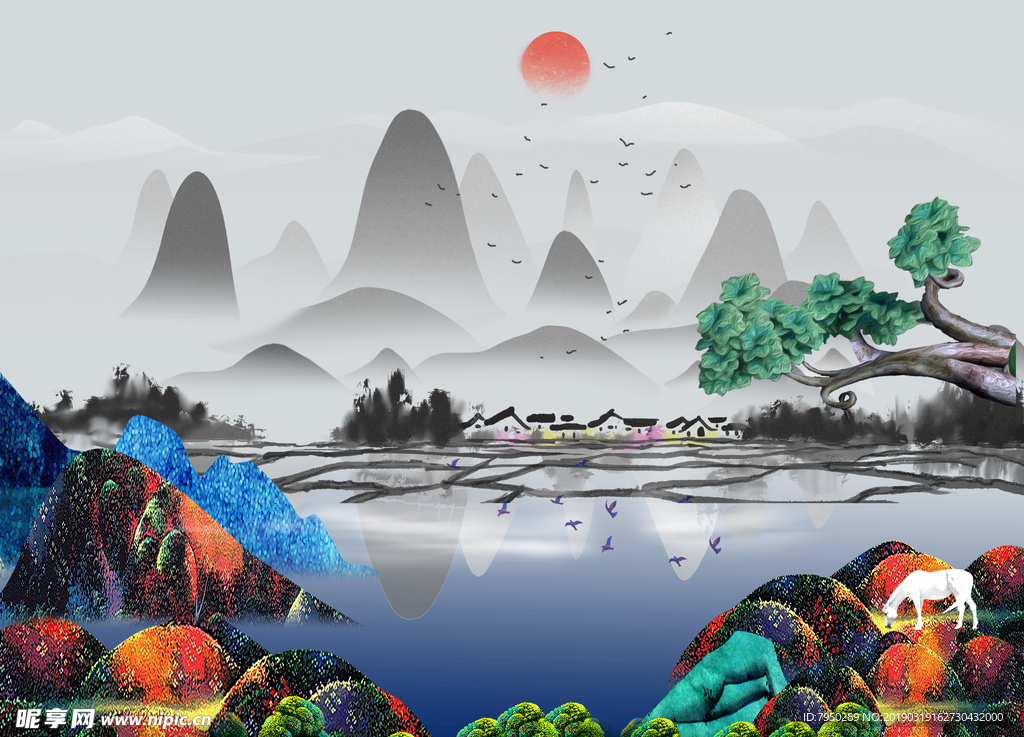 新中式背景墙