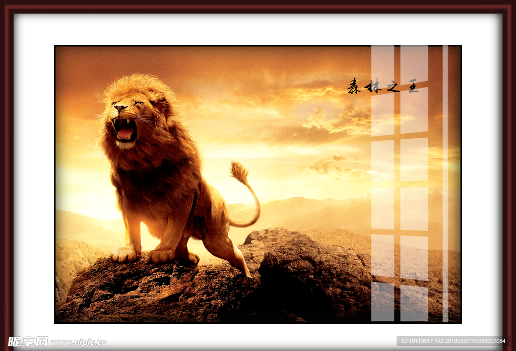 狮子  天空   相框 装饰画