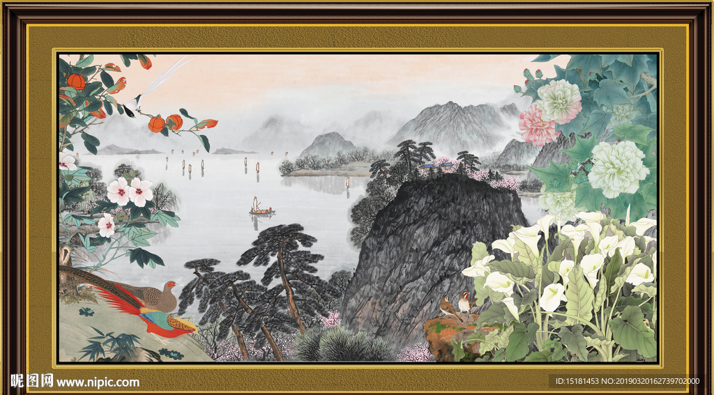 山水国画 花鸟