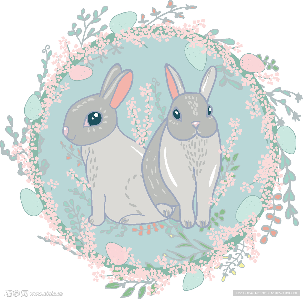 小兔子花环图案设计