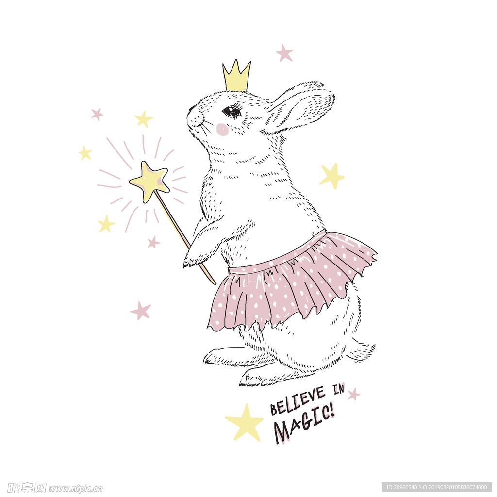 可爱小兔子仙女棒图案设计