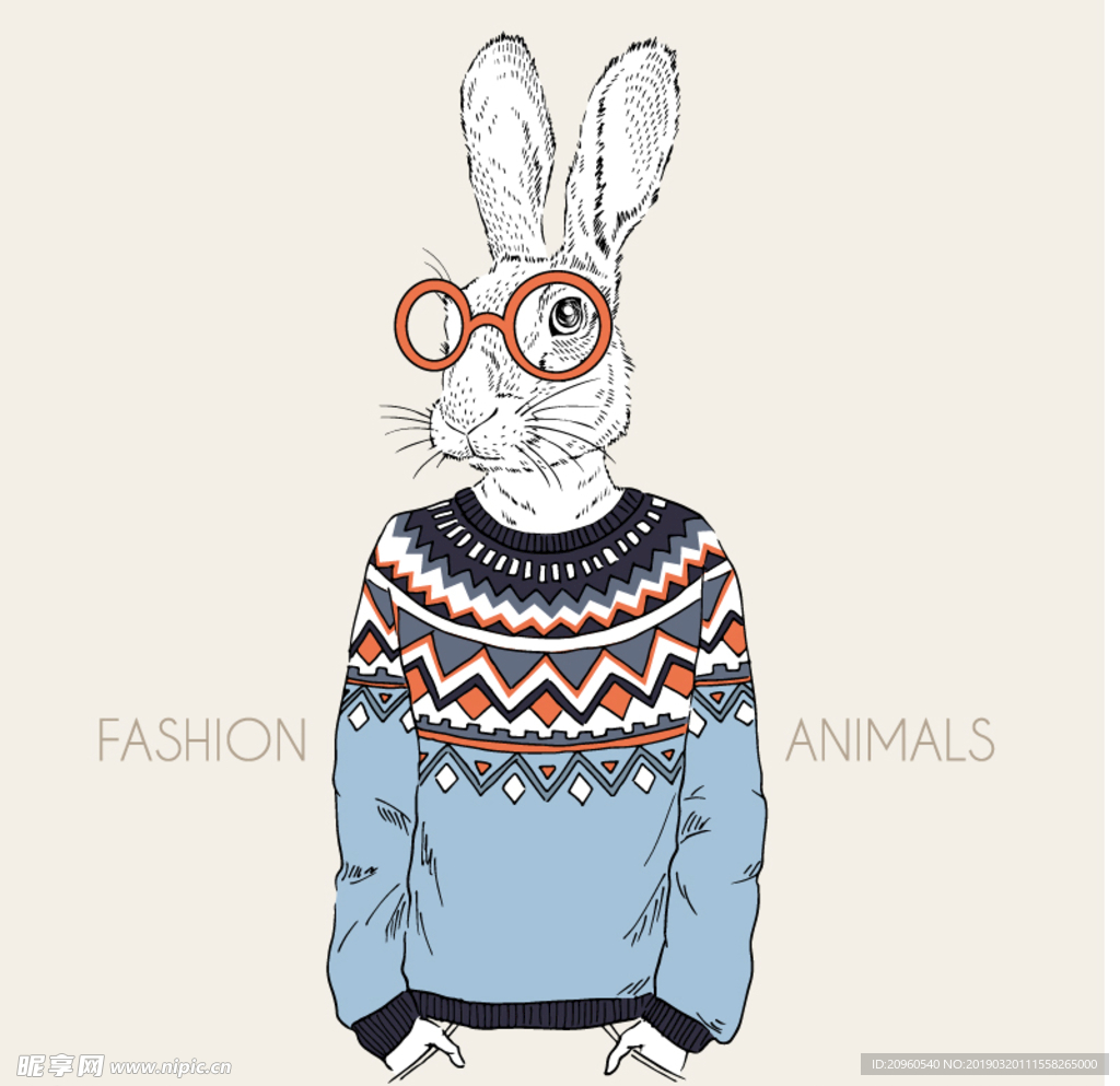 小兔子穿毛衣