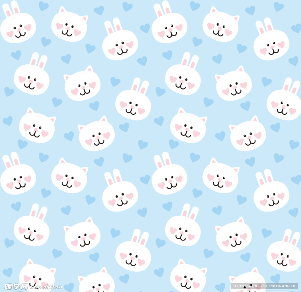 可爱小白兔小猫咪童装印花