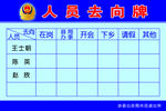 公安人员去向牌
