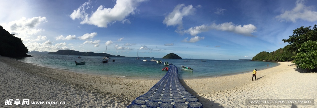 泰国海岛沙滩全景