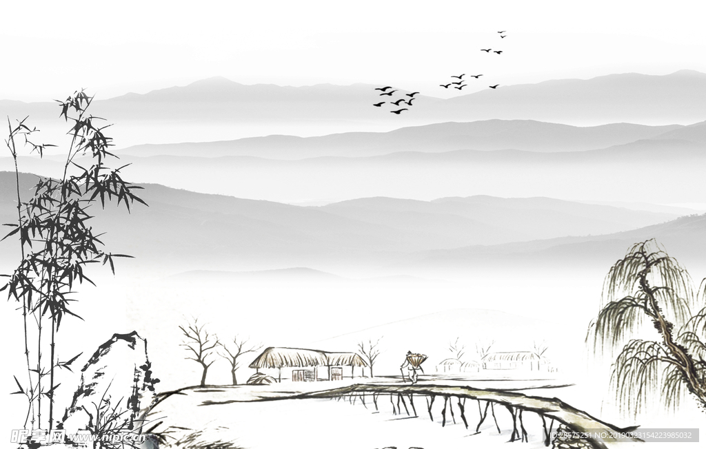 水墨画 黑白