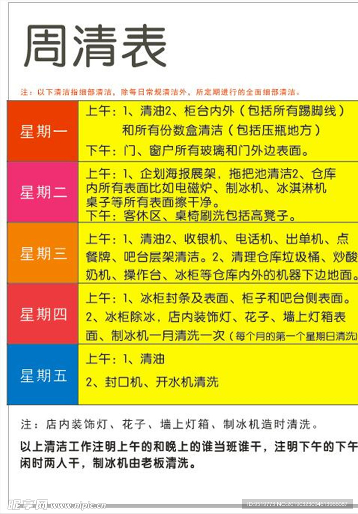 周清表