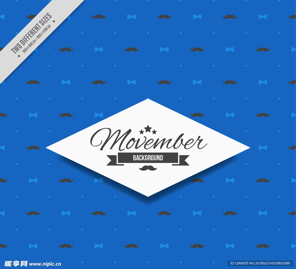 蓝色十一月胡子节贺卡