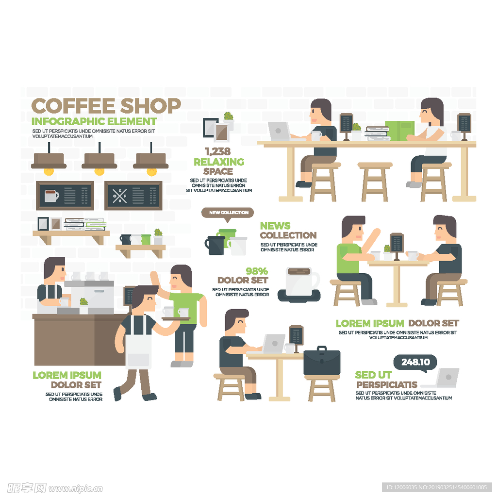 时尚咖啡店商务信息图