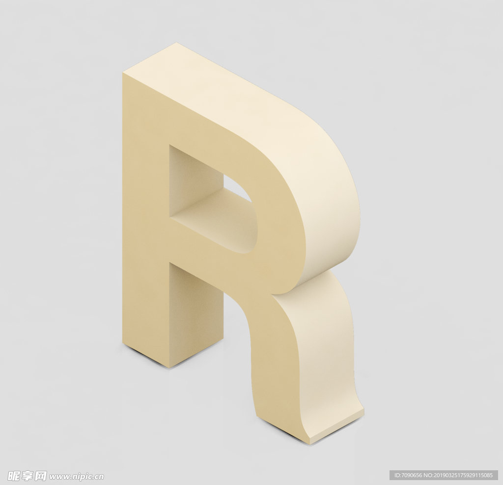 立体3D英文字母R