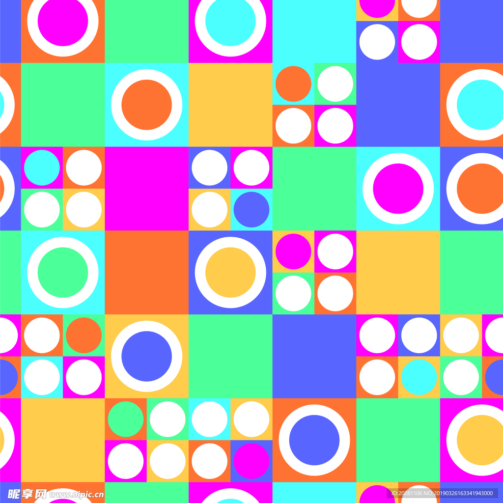 多彩方块圆形组合