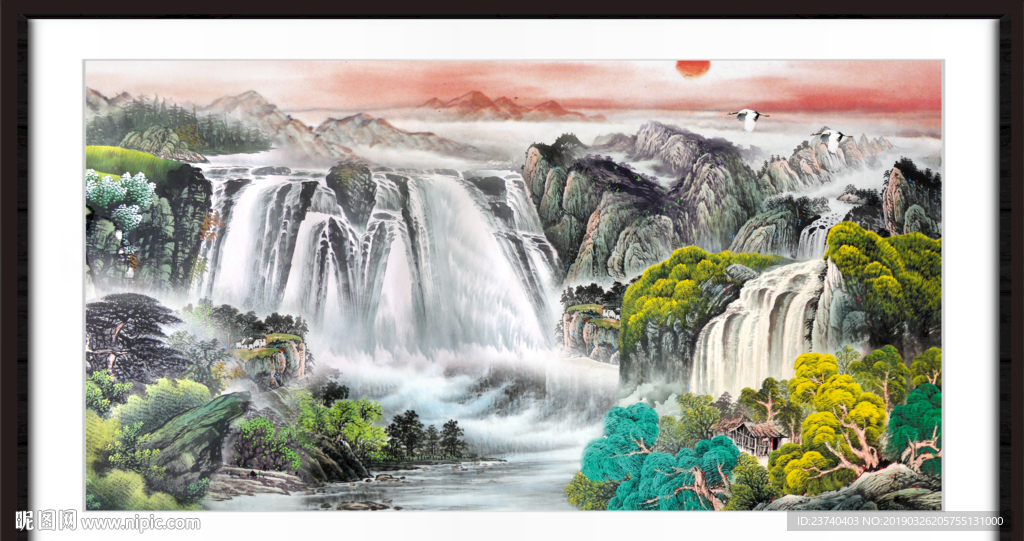 旭日东升 山水画