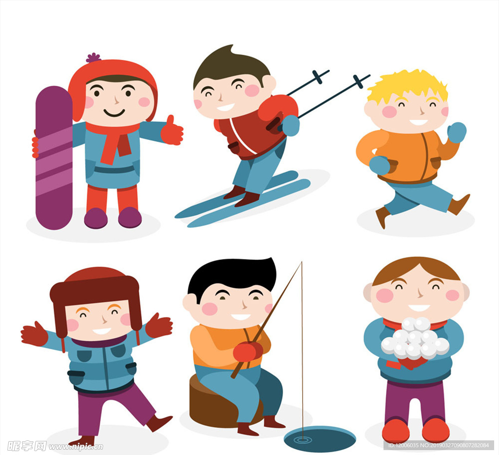 6款冬季运动男孩情景设计