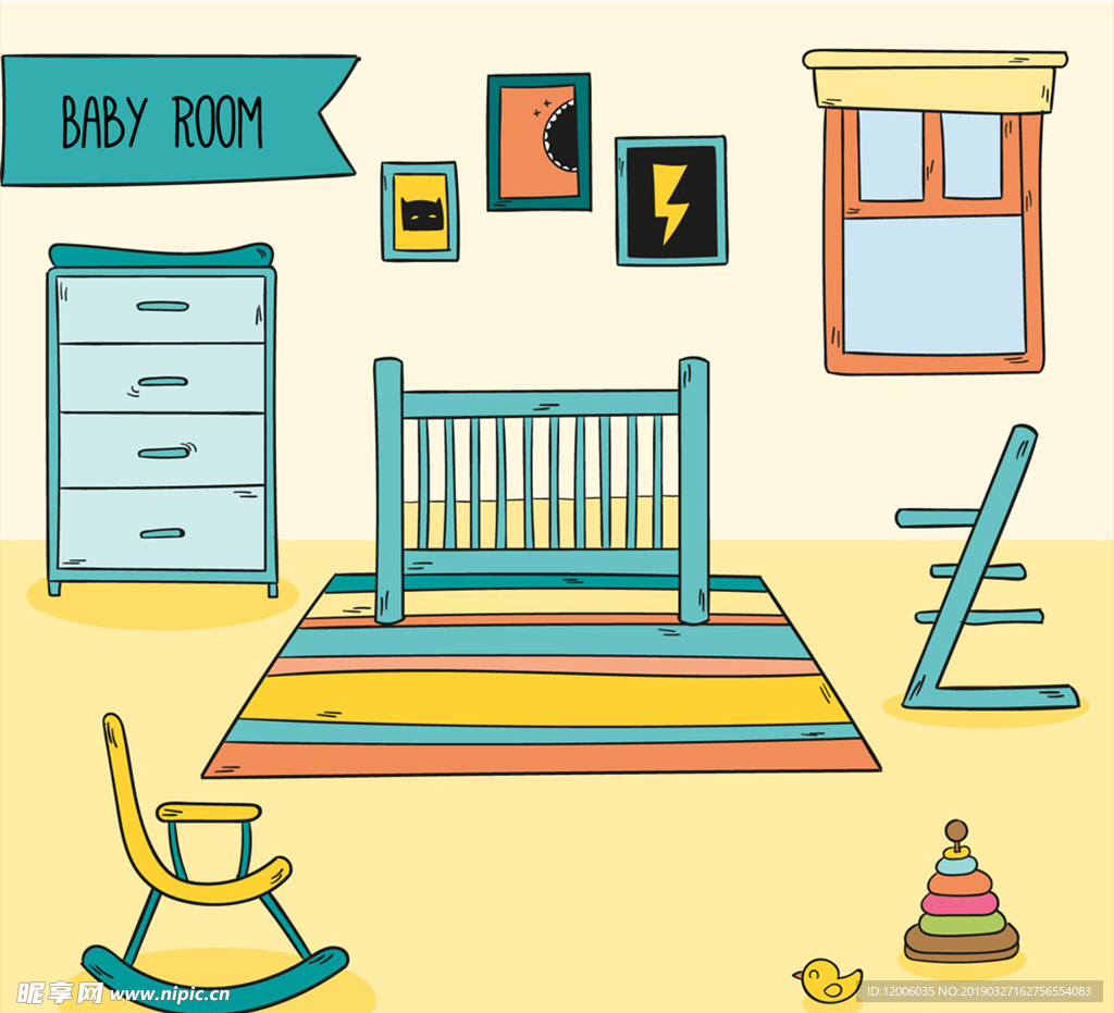 彩绘婴儿房设计