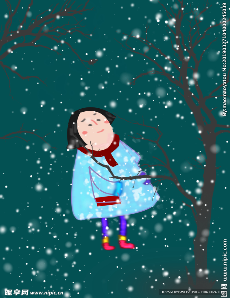 初雪插画