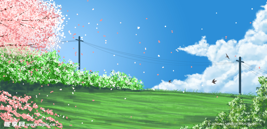 春暖花开插画