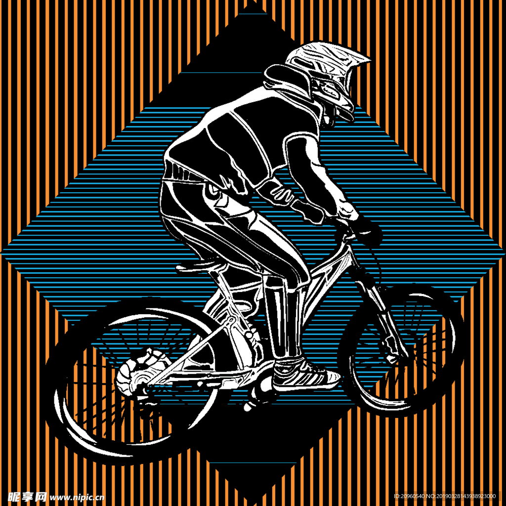 自行车运动剪影图案设计