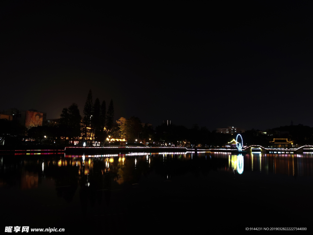 中山市 夜景 逸仙湖公园