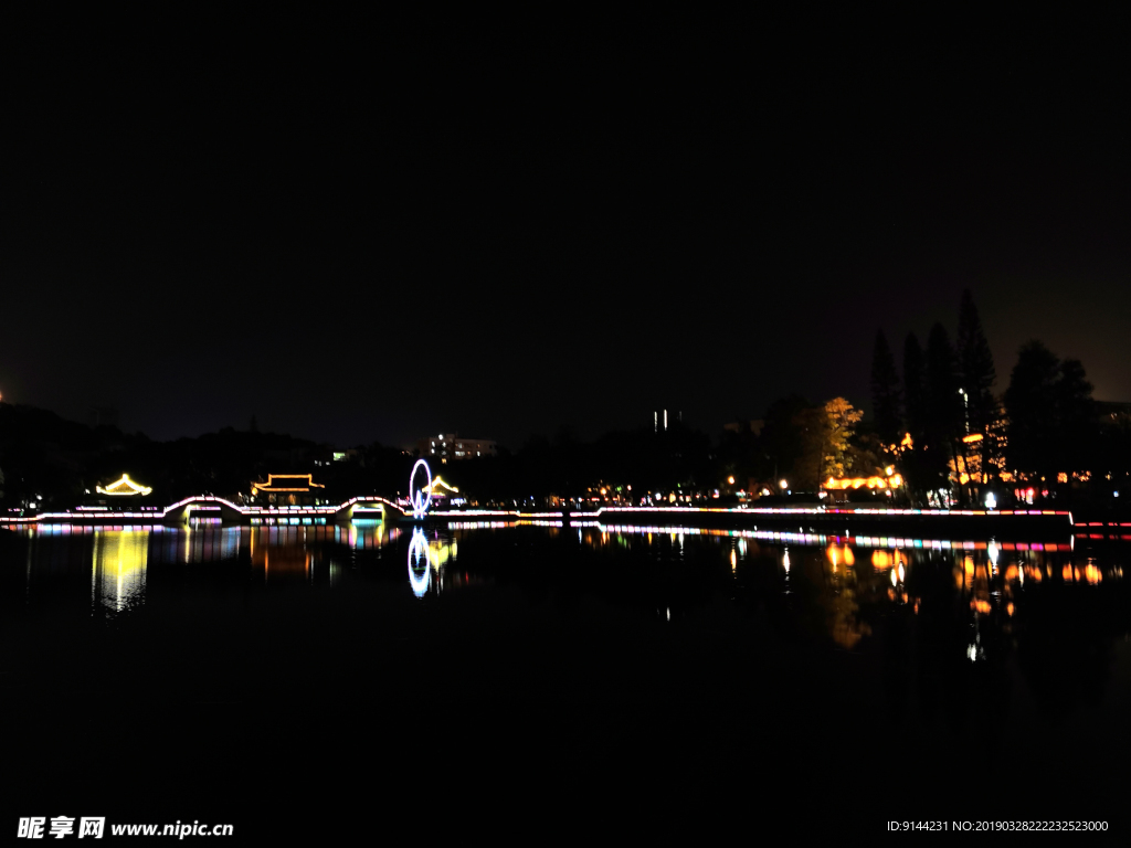 中山市 夜景 逸仙湖公园