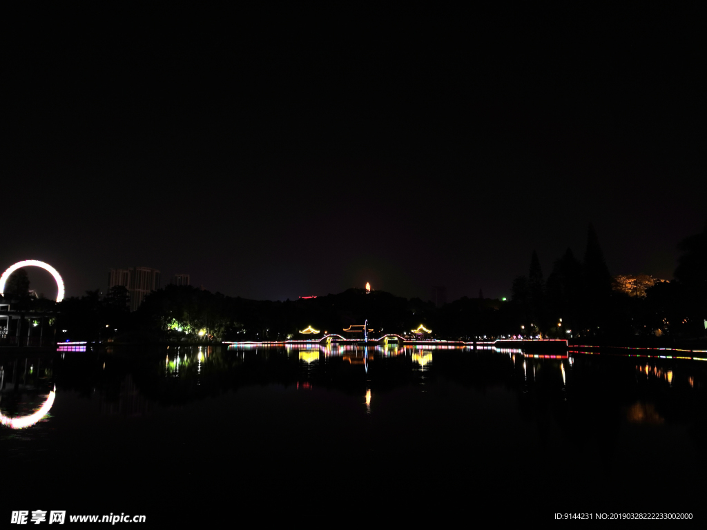 中山市 夜景 逸仙湖公园