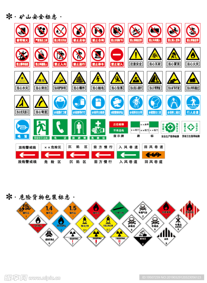 矿山安全、危险货物标志