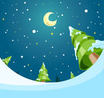 创意雪地夜空仰视图