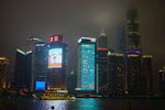 上海陆家嘴高楼群夜景 灯光
